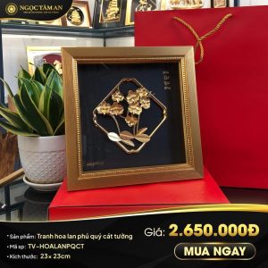 Tranh hoa lan phú quý cát tường dát vàng