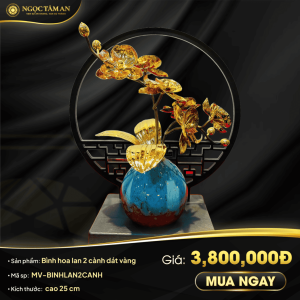 Bình Hoa Lan 2 Cành Dát Vàng