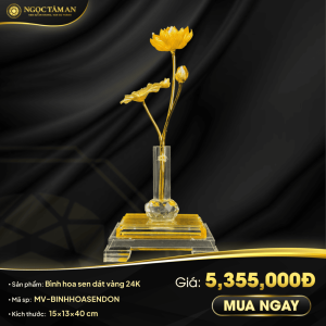 Bình hoa sen dát vàng 24K