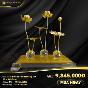 Hồ hoa sen dát vàng 24K (6 nhánh hoa)