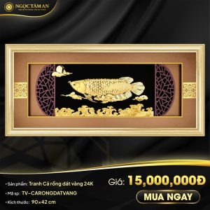 Tranh Cá rồng mạ vàng 24K