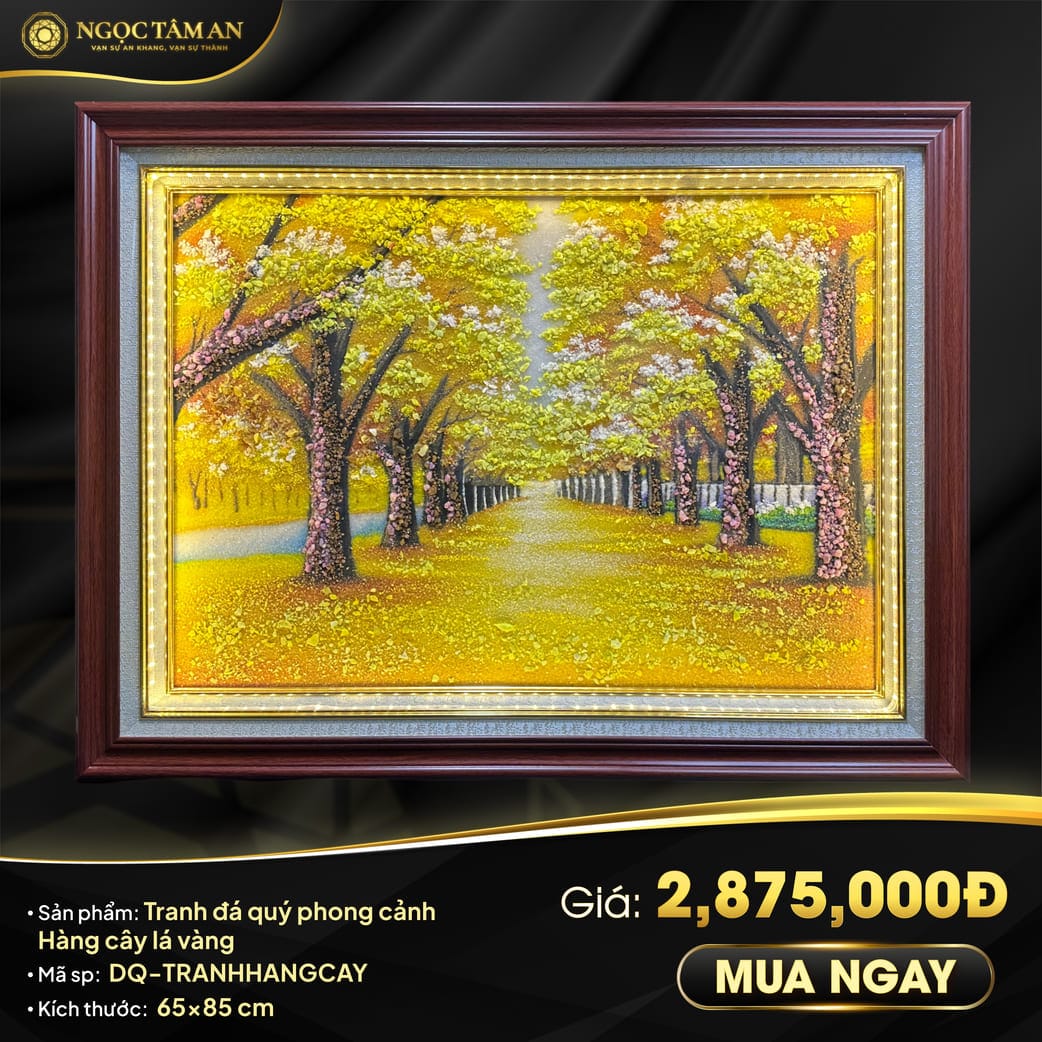 Tranh Đá Quý Phong Cảnh "Hàng Cây Lá Vàng"