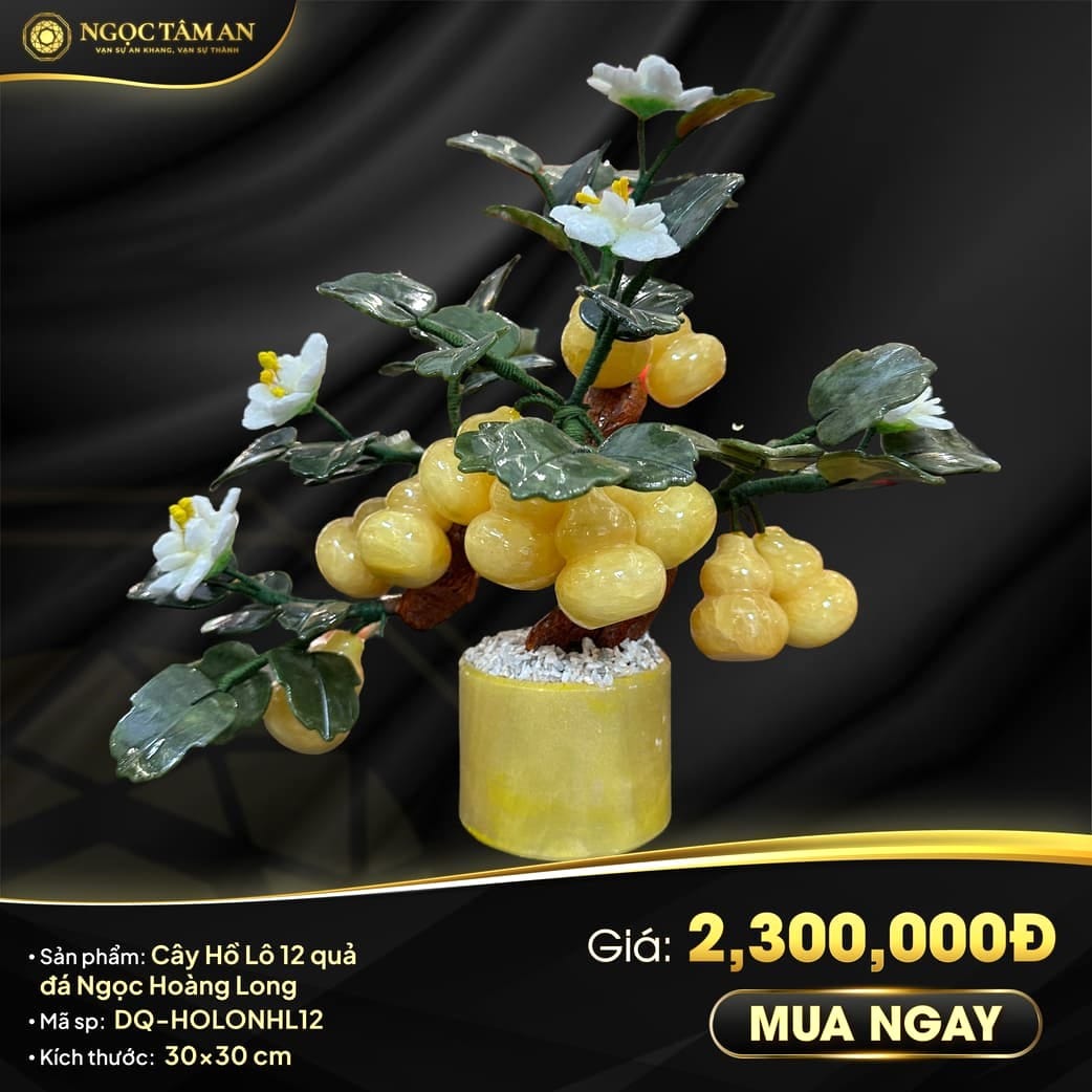 Cây Hồ Lô 12 Quả đá Ngọc Hoàng Long (hoa Thạch Anh)