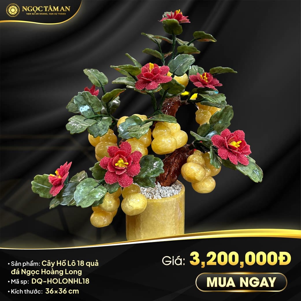Cây Hồ Lô 18 Quả đá Ngọc Hoàng Long (hoa Ruby)