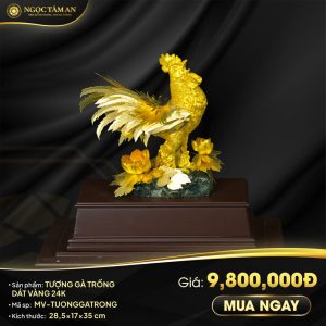Tượng Gà Trống Dát Vàng 24K