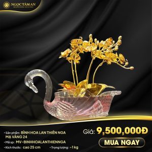 Bình Hoa Lan Thiên Nga Mạ Vàng 24K
