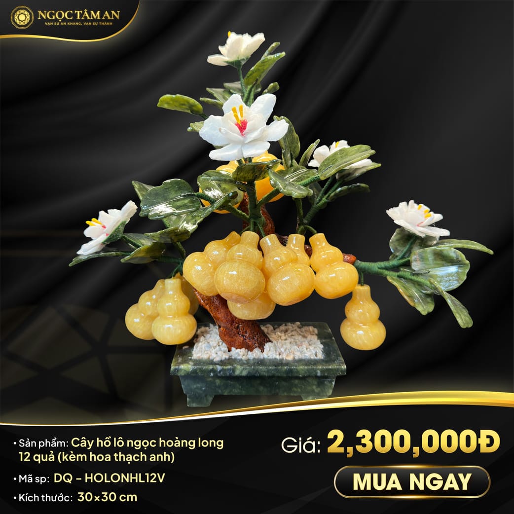 Cây Hồ Lô 12 Quả đá Ngọc Hoàng Long (hoa Thạch Anh)