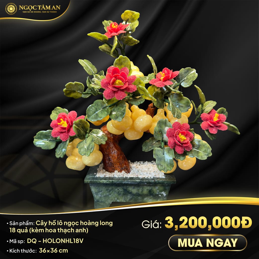 Cây Hồ Lô 18 Quả đá Ngọc Hoàng Long (hoa Thạch Anh)