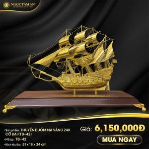 Thuyền buồm mạ vàng 24k cỡ đại (TB-42)