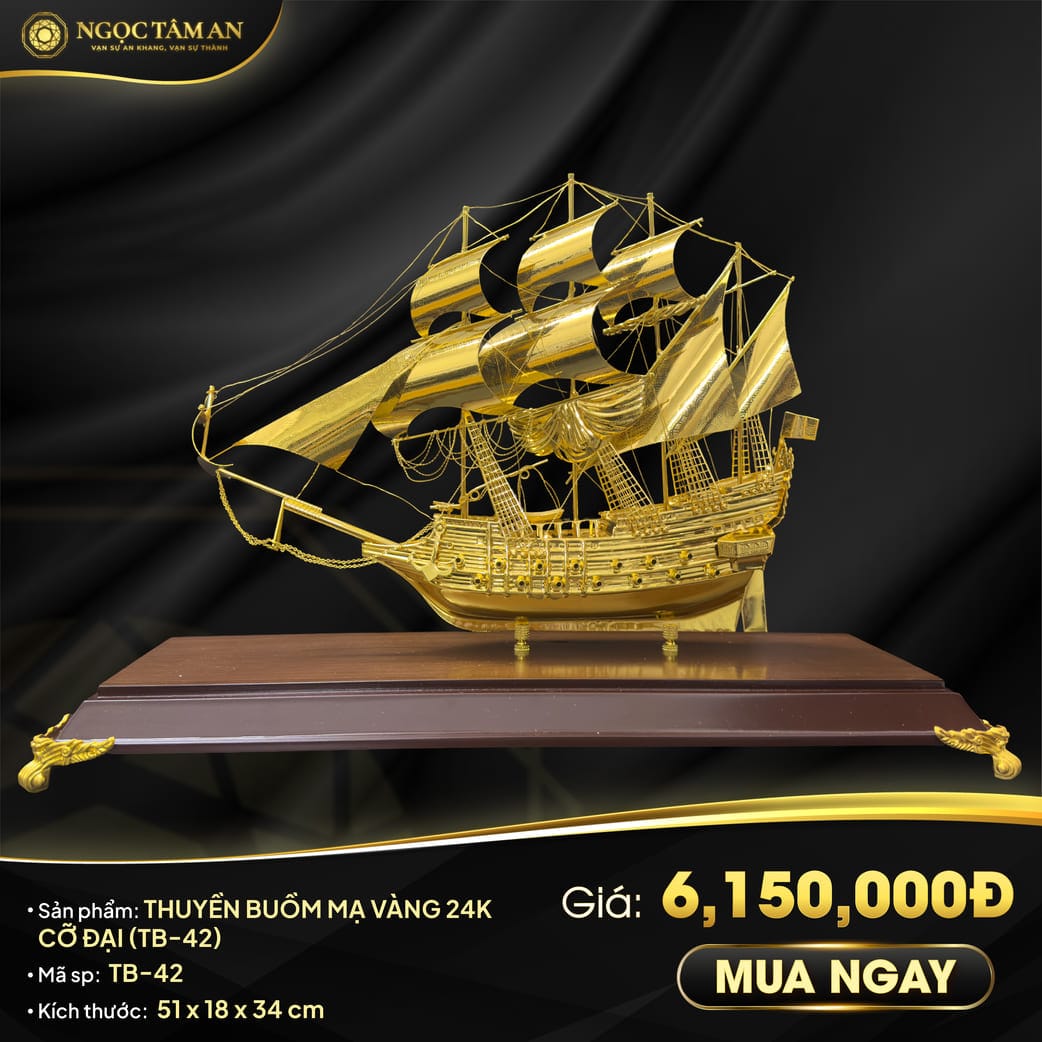 Thuyền buồm mạ vàng 24k cỡ đại (TB-42)