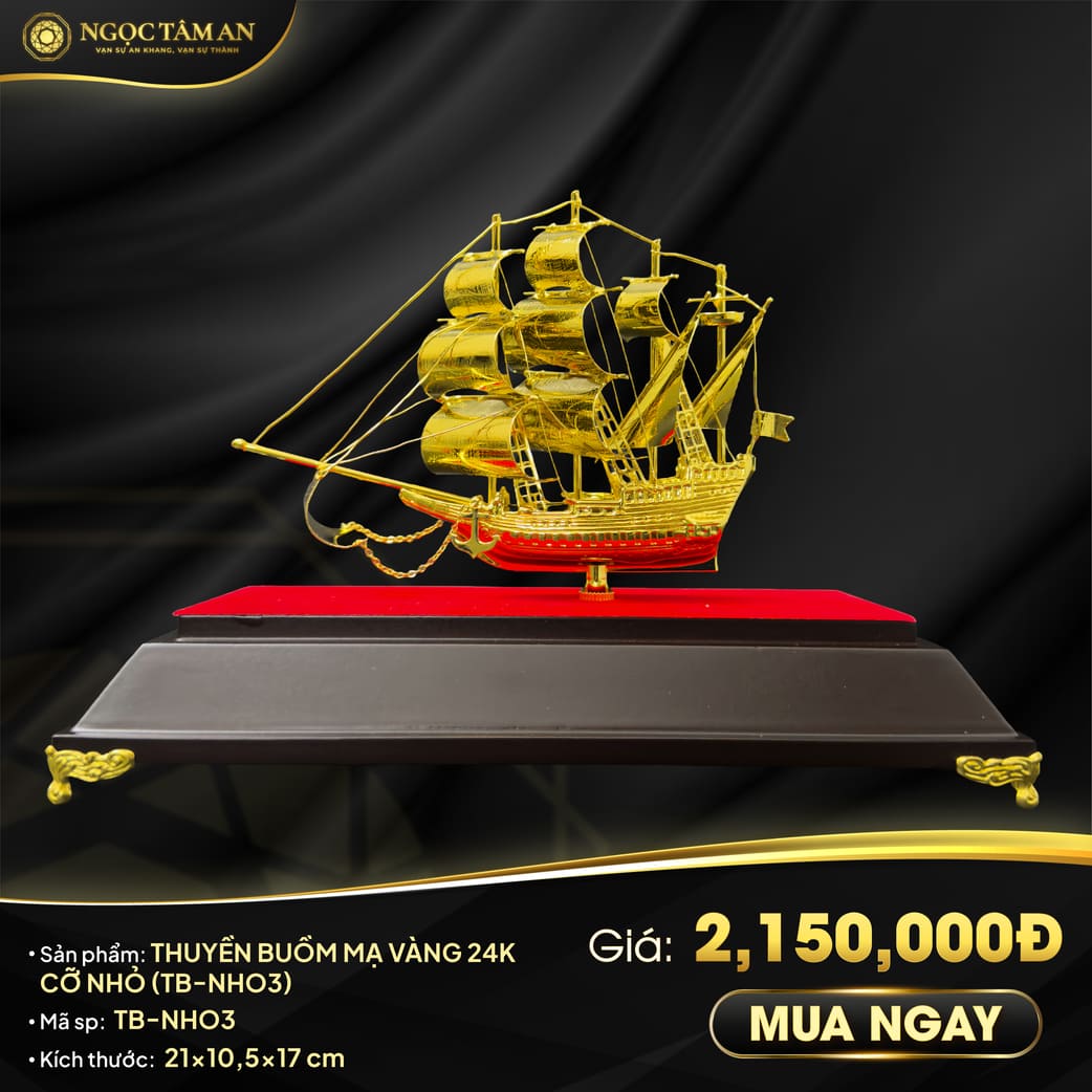 Thuyền buồm mạ vàng 24k cỡ nhỏ (TB-NHO3)