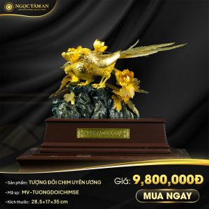 Tượng Đôi Chim Uyên Ương Dát Vàng 24K