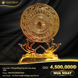 Trống đồng hoa sen mạ vàng 24K