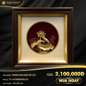 Tranh Hoa Sen Tài Lộc Dát Vàng
