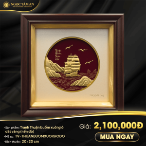 Tranh Thuận buồm xuôi gió dát vàng (nền đỏ)