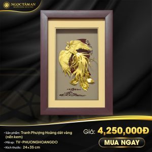 Tranh Phượng hoàng dát vàng (nền kem)