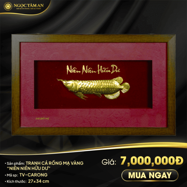 Tranh cá rồng mạ vàng Niên niên hữu dư