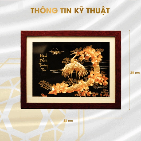 Tranh Hạnh phúc trường tồn dát vàng 24K gia công thủ công với kích thước 25×32 cm