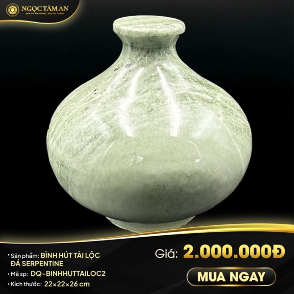 Bình hút tài lộc đá Serpentine (d22)