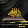 Mô hình thuyền buồm mạ vàng 24K cỡ trung - TB-12