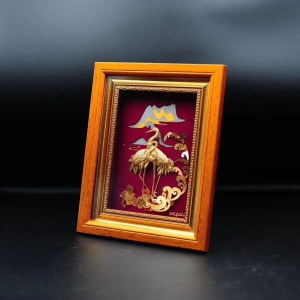 Tranh đôi chim uyên ương dát vàng 24K (25x20cm) của Ngọc Tâm An 