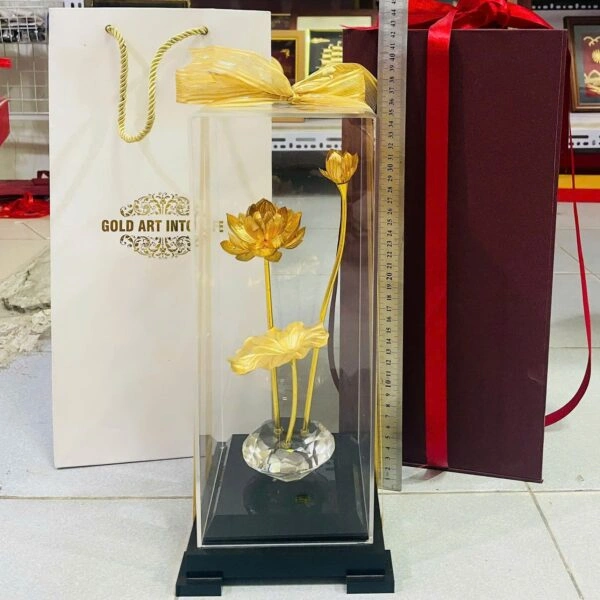 Hoa sen đơn dát vàng 24K (2 nhánh hoa) - Món quà tinh tế và ý nghĩa cho nhiều dịp đặc biệt
