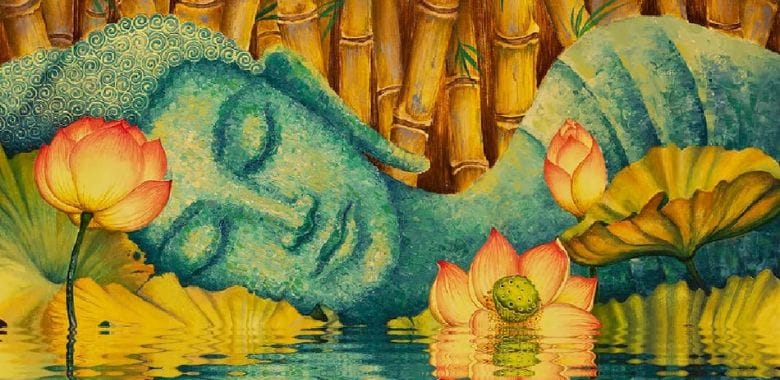 Tranh hoa sen và Phật