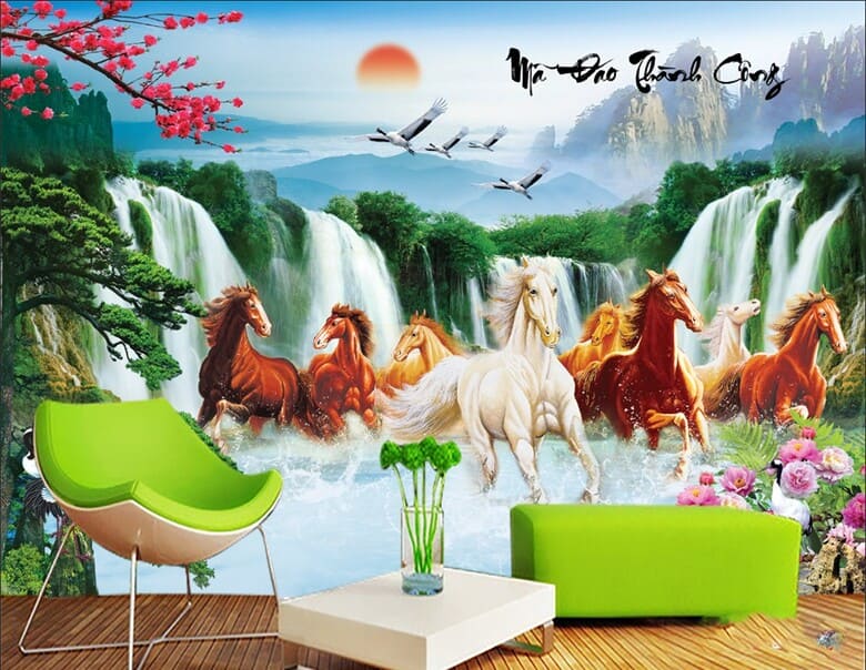 Tranh bát mã truy phong treo tường