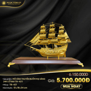Mô hình thuyền buồm mạ vàng 24K cỡ đại - TB-421