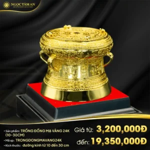 Trống đồng mạ vàng 24K (10-30cm)