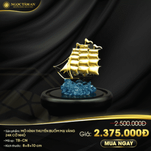 Mô hình thuyền buồm mạ vàng 24K cỡ nhỏ - TB-CN