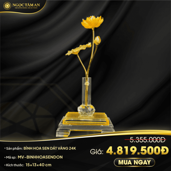 Bình hoa sen dát vàng 24K