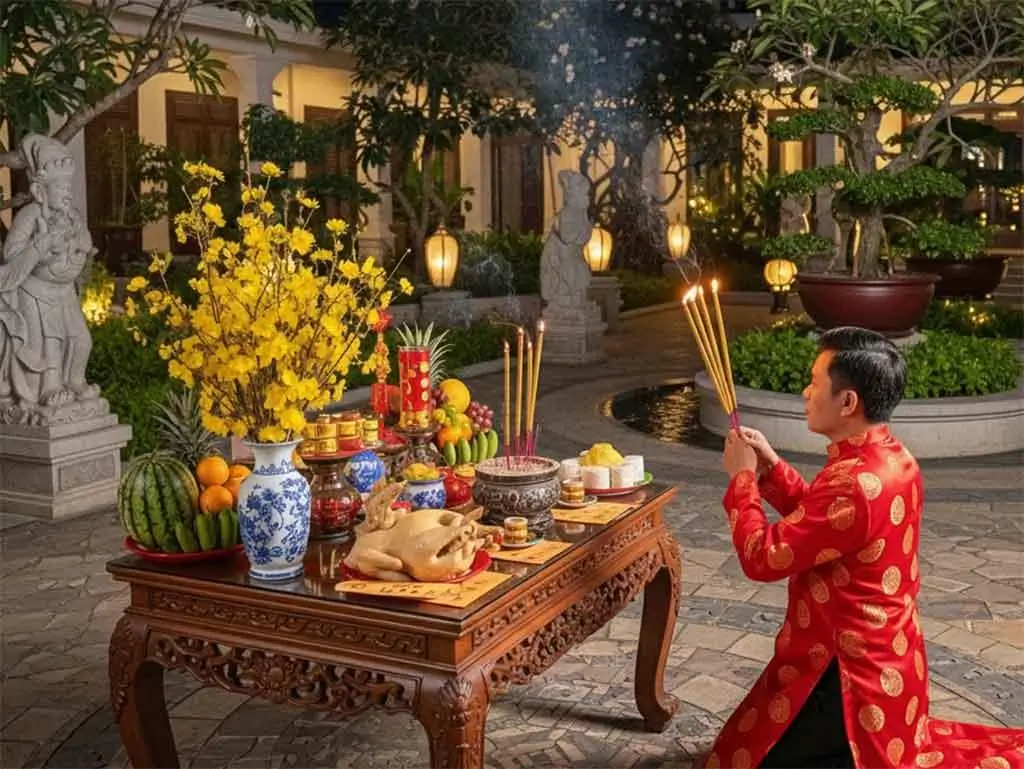 Cúng tất niên ngoài trời