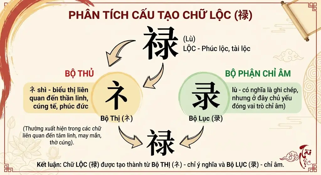 Cấu tạo bộ thủ của chữ Lộc ( 禄)