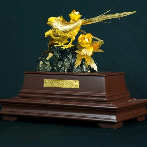 Tượng Đôi chim uyên ương dát vàng 24K