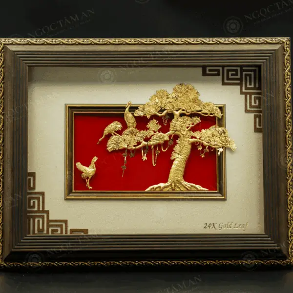Tranh Tùng Hạc Diên Niên dát vàng