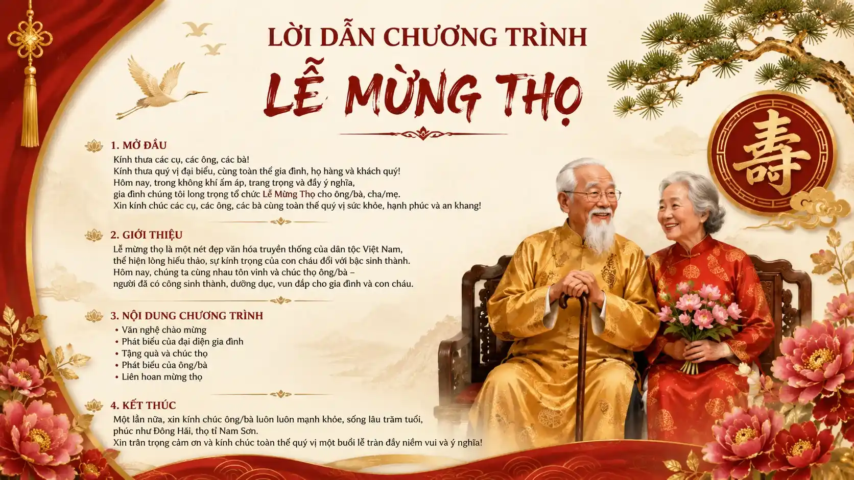 Lời dẫn chương trình lễ mừng thọ 